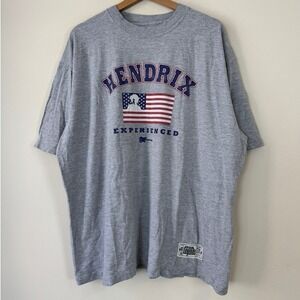 Vintage 90's Jimmy Hendrix Winterland American Flag Gray Tee Shirt